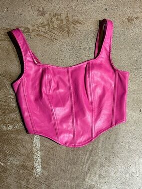 Sincerely Jules Pink Faux Leather Corset